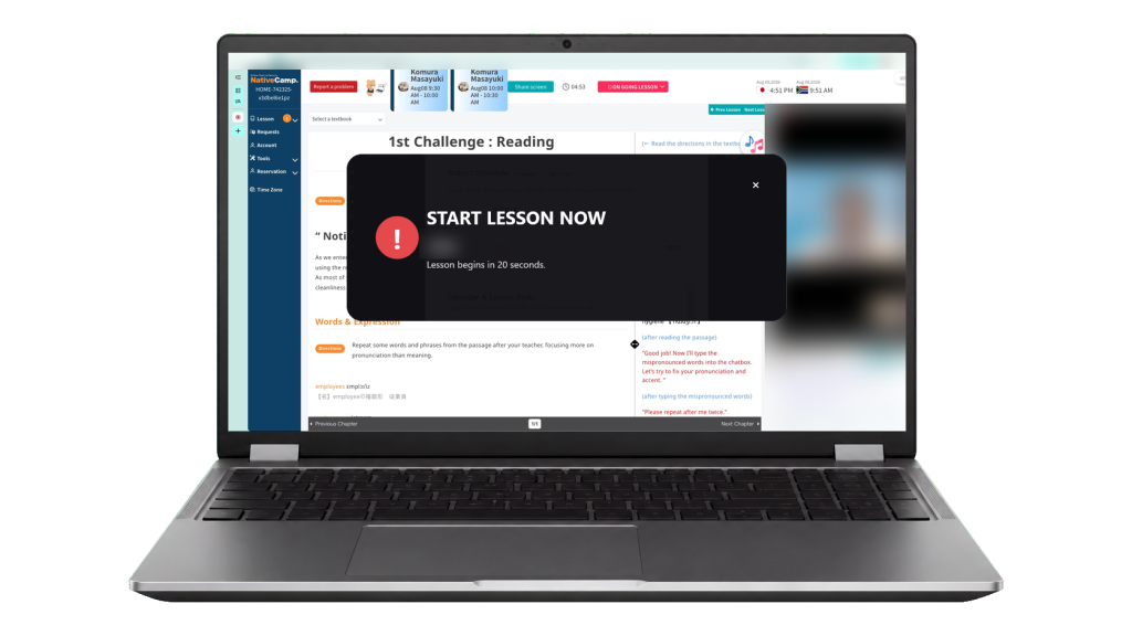 lessonchime windows 03 start lesson now full screen